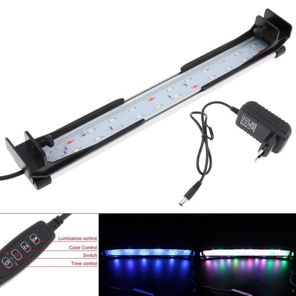 22-72CM 5 Colors Adjustable Color Timed Double Row LED Fish Tank Plant Lamp with Extendable Bracket for Aquarium Overhead Light Z250205