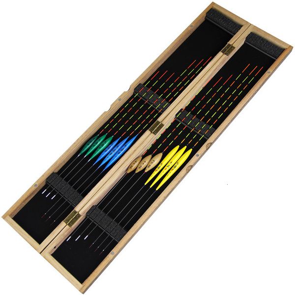 Fishing Accessories 55*9*3cm Paulownia Wooden Floats Storage Box with 12pcs Balsa Fishing Float Carp Fishing Tackle Accessoris Bobbers J384