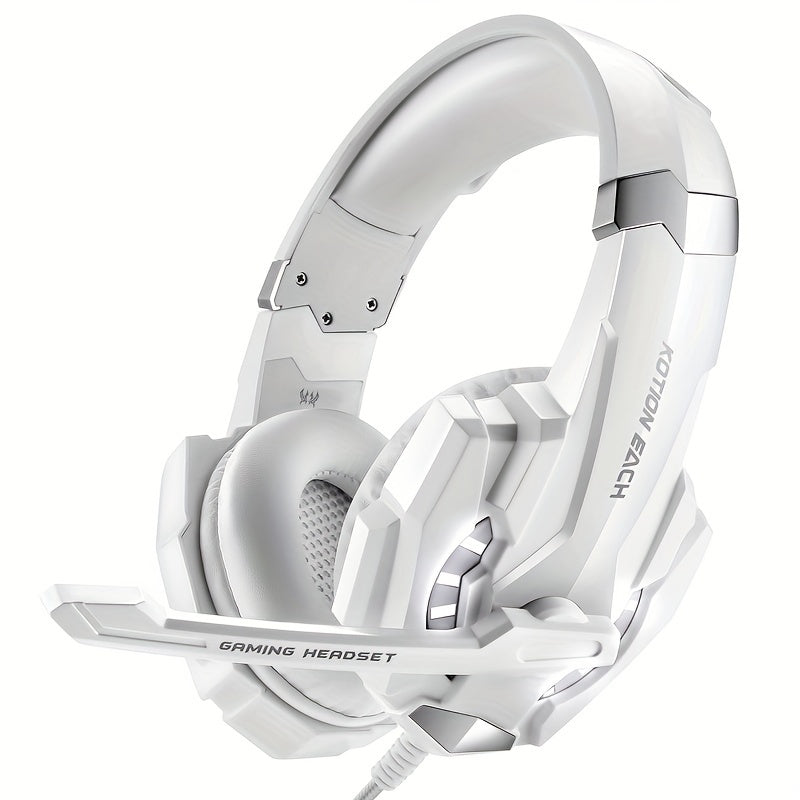 TEMU Gaming Headset With , & Led Microphone - White Over-ear Design For Ps4, Pc, Laptop & Mobile Gamers, Gaming Headphones