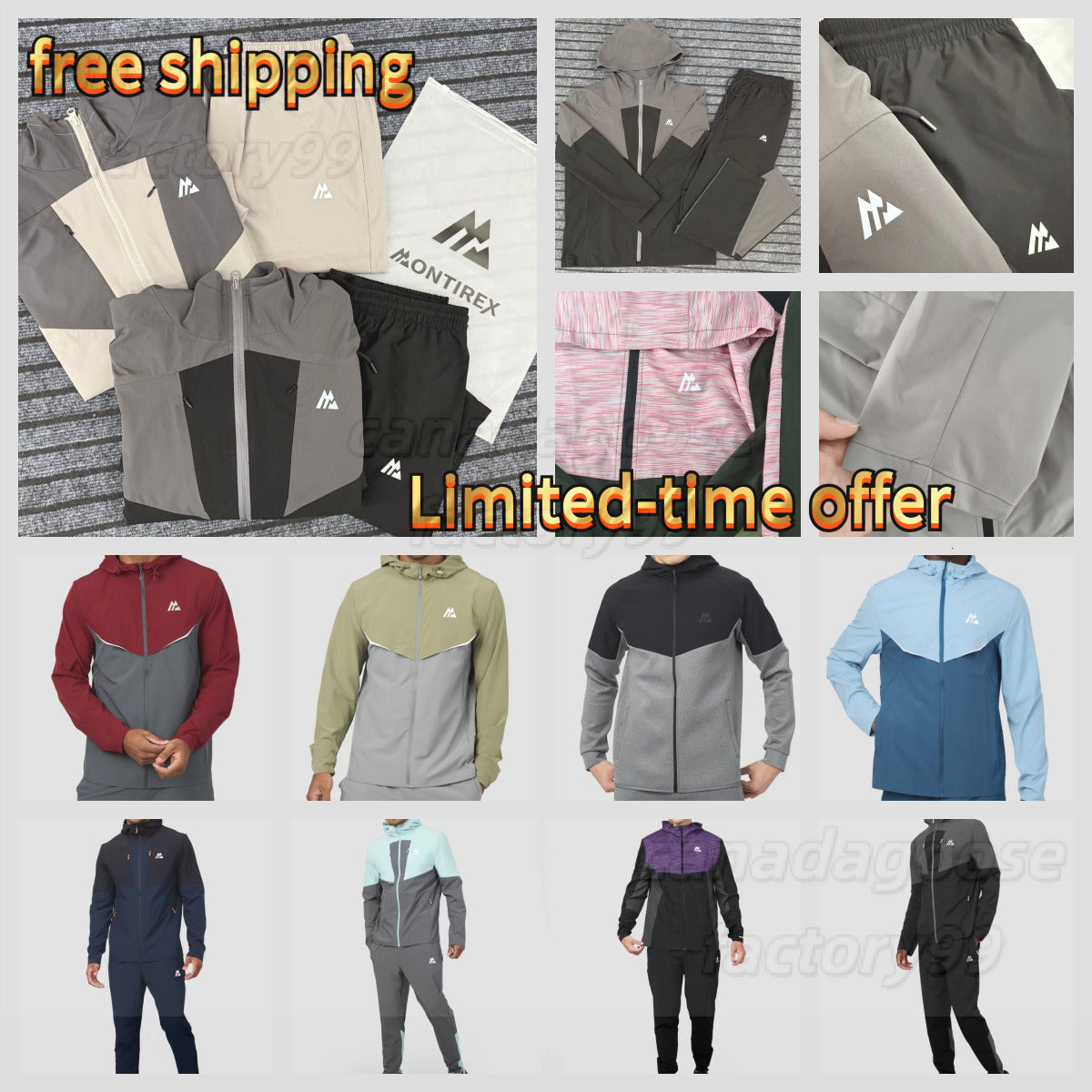 High quality monterex tracksuit Breathable sweat-wicking Latest model tech 3 piece set designer montirexs Tracksuit sports fiess jogging suits monti