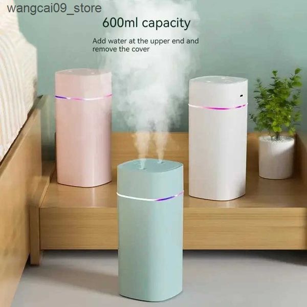 Humidifiers USB Air Humidifier with Double Spray Port Essential Oil Aromatherapy Cool Mist Maker FoggerPurify for Home and Office600ml J2411