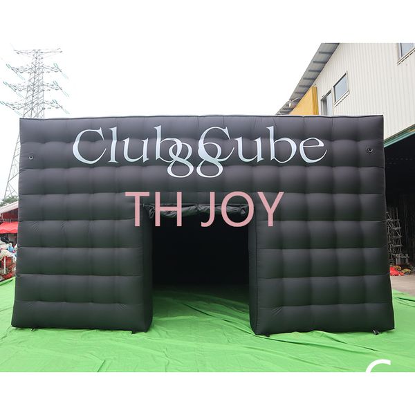 outdoor activities black 6x6m disco night club tent outdoor portable club cube Inflatable nightclub party tent with LED light