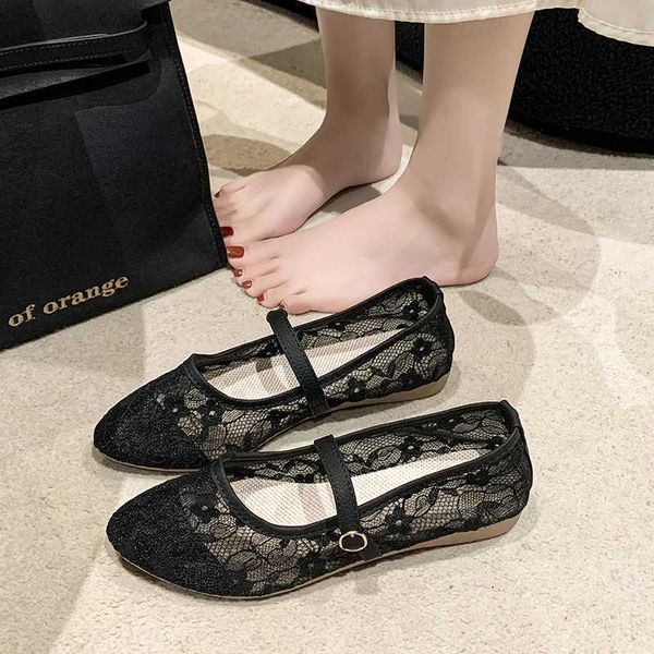 2024 New Womens Shoes Flat Shoes Summer Ballet Shoes Fashion Fashion Bow Sapatos SLIGE ON