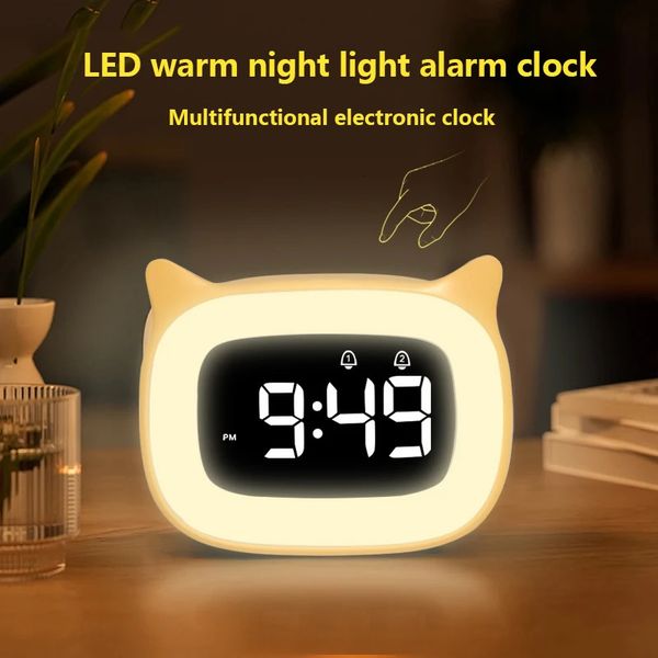 LED cartoon childrens alarm clock student specific creative intelligent electronic clock bedroom atmosphere luminous clock 250207