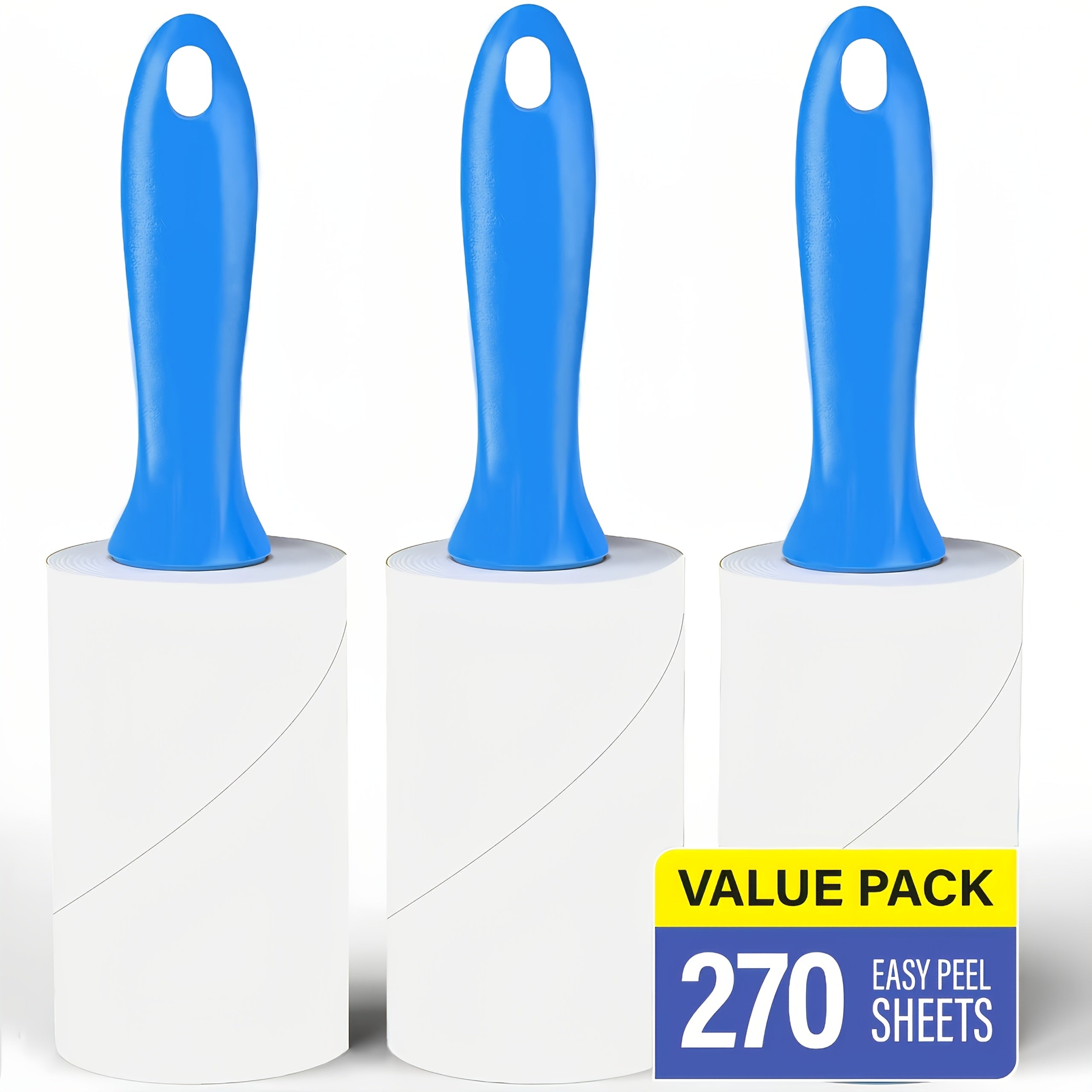 TEMU Extra Sticky Roller Value Pet Grooming Set For Dogs And Cats, Hair Removal, 1 Blue Handle + 1 Roller-90pcs