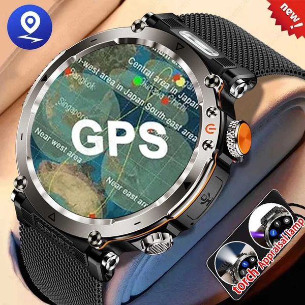 Mens GPS Outdoor Sports Smart Watch 360*360 HD etooth Call Waterproof Smart Watch Flashlight Altimeter Smartwatch 2024 NEWXJ250108