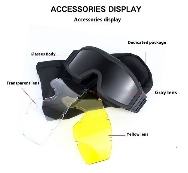 High quality Hot Selling Motorcycle off-road ess goggles, cycling sports enthusiasts, CS face masks, tactical bulletproof windshields, anti