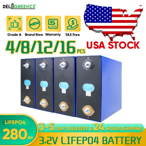 US Stock Lifepo4 EVE280K Grade A Power Bank Lifepo4 Battery 12V 48V Bateria Rechargeable Battery For Electric Scooter Solar