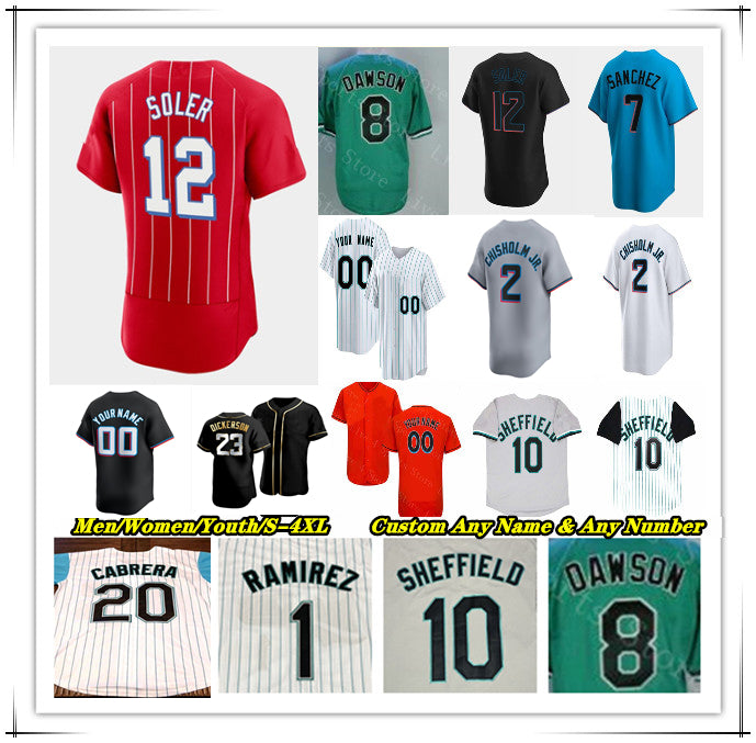 Baseball Jersey Gary Sheffield Jake Burger Jesus Sanchez Otto Lopez Nick Fortes Vidal Brujan Kyle Stowers Jonah Bride Andre Dawson Miguel Cabrera Do