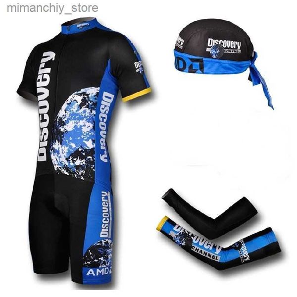 Cycling Jersey Sets 2024 Discovery Team Cycling Jersey Set Ropa Ciclismo 19D Bike Shorts Kits MENS MTB Summer Bicycling Bottom Clothing Q240