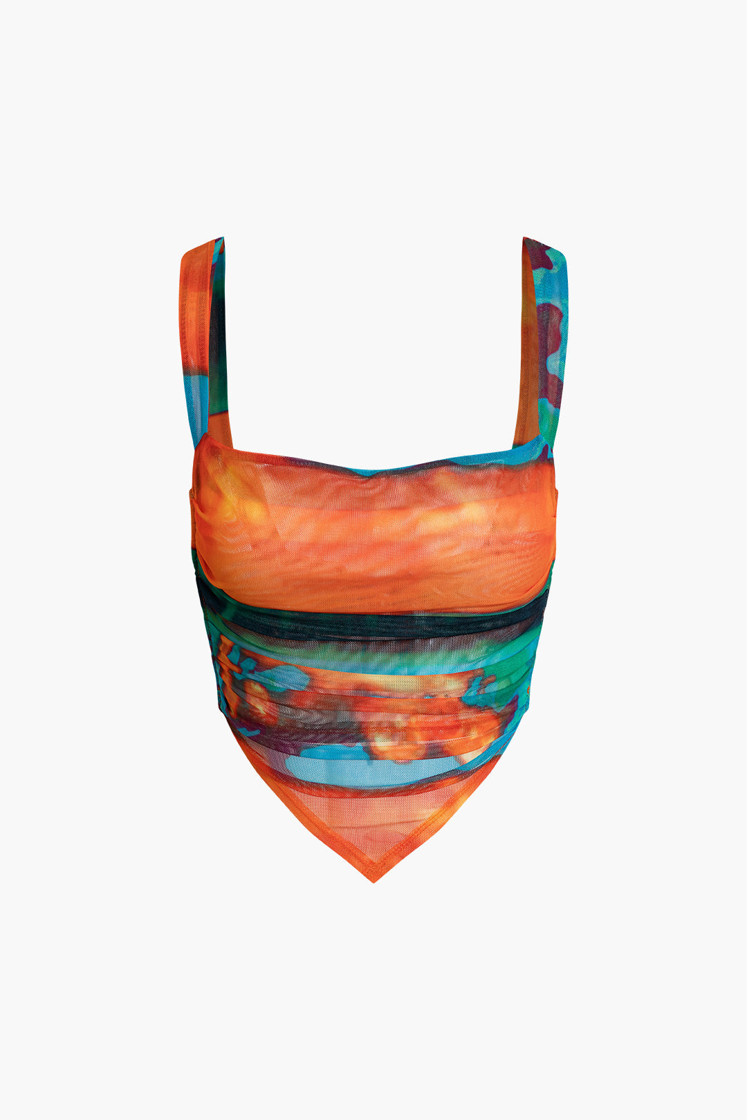 Tie Dye Knot Mesh Tank Top