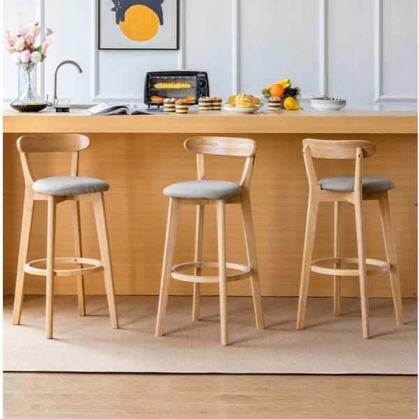 Modern and Simple Bar Stool Solid Wood Household Furniture for Home High Backrest Dining Chair Luxury Front Desk High Stool