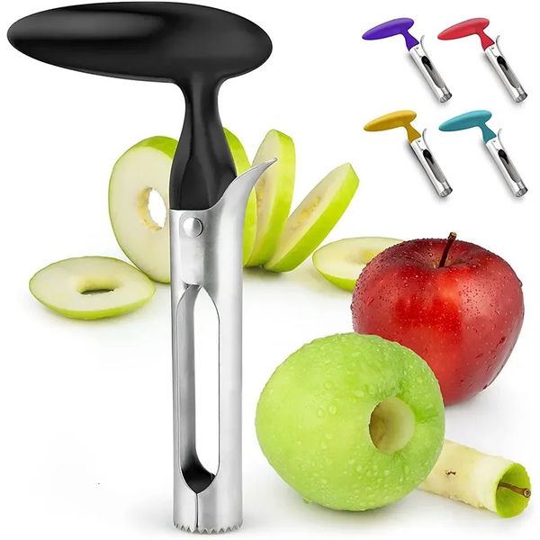 Apple Slicer Cutter Corer Pear Core Removedor com Sharp Serrature Legal Fruit Kitchen Kitchen Gadgets Ferramentas de cupcakes 241107