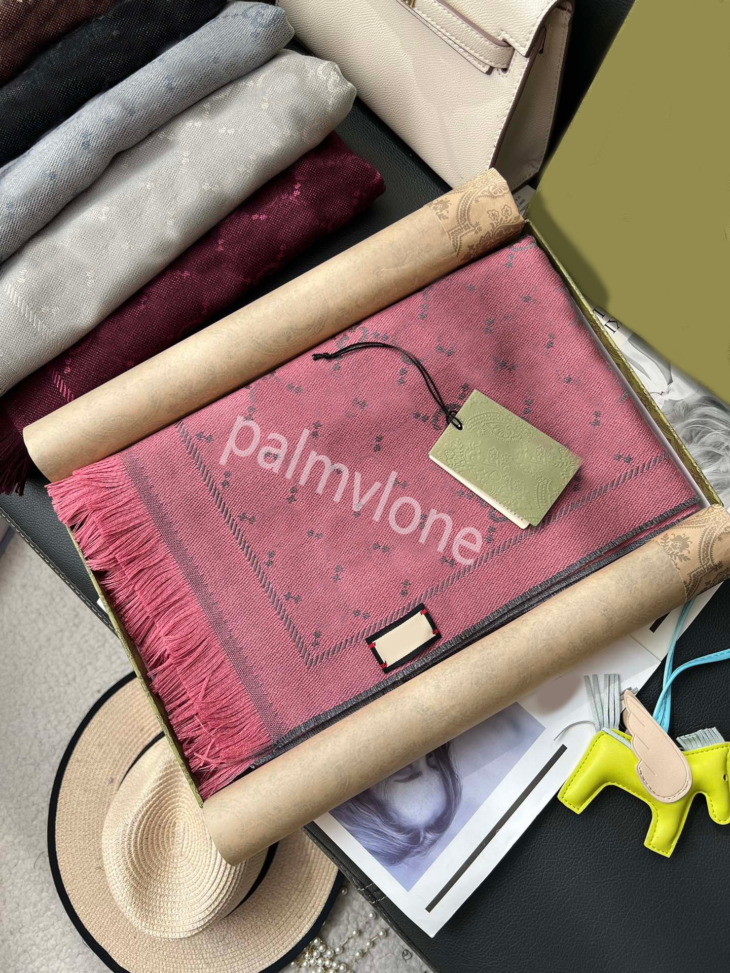 48*180cm Stylish Women 100% wool scarf Designer Scarf Full Letter Printed Scarves Soft Touch Warm Wraps Autumn Winter Long Shawls brown white