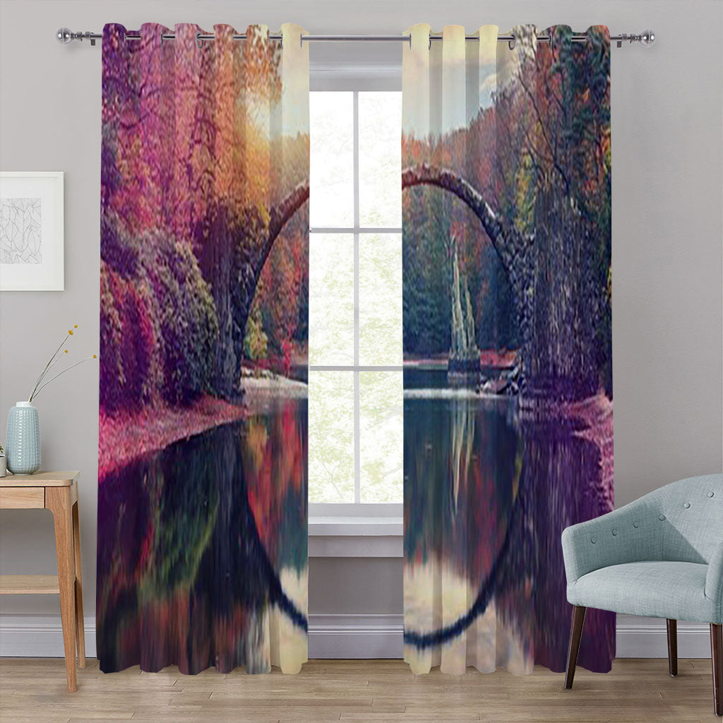 YL-37080 High-precision Customized 3D Curtain Printing Finished Landscape Wave Curtain Blackout Curtain