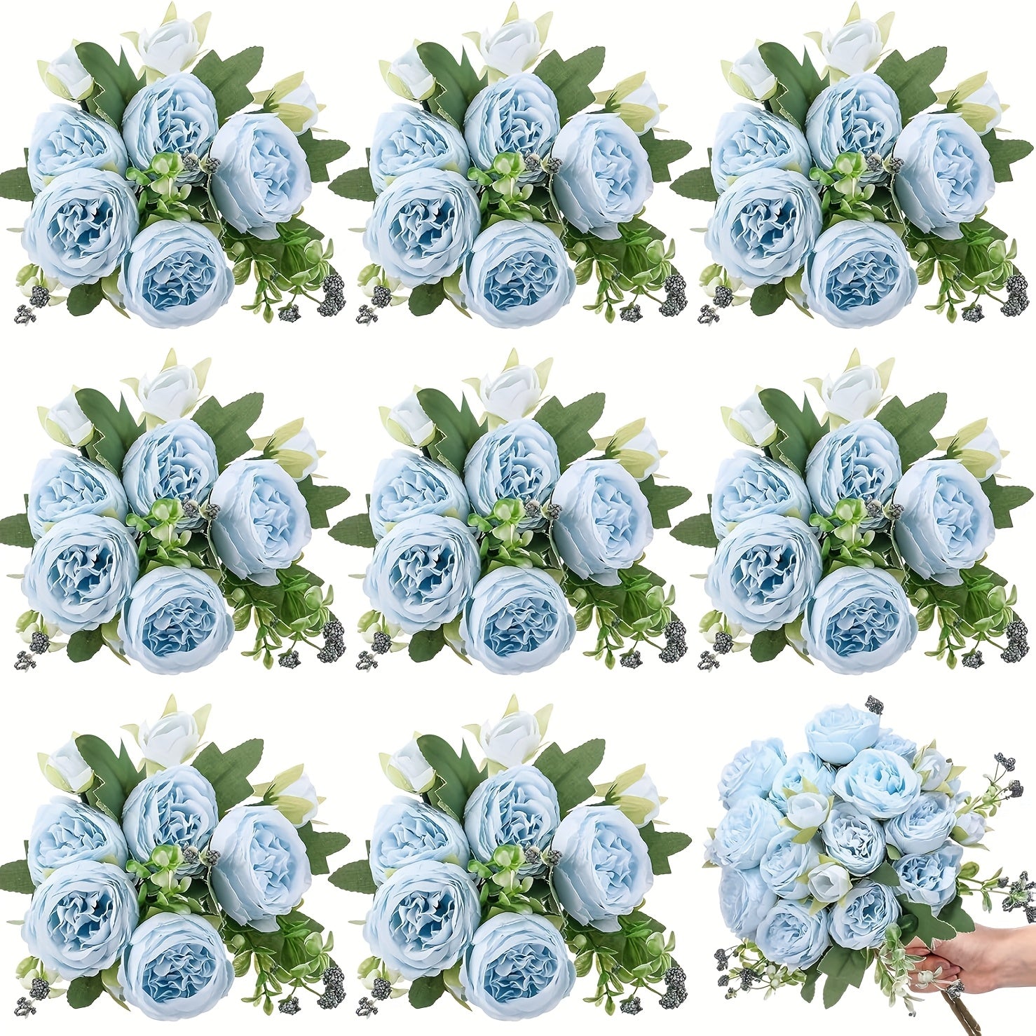 TEMU 8 Bundles Artificial Peonies Flowers Boho Flowers Arrangements Artificial Centerpiece Floral Wedding Decoration For Vase (blue)