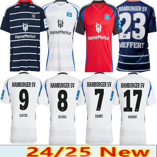 24 25 Hamburger SV Soccer Jerseys KARABES DOMPE GLATZEL ELFADLI PHERAI 2024 2025 HSV Football Shirts Men Uniforms Kids Kits Socks Full Sets