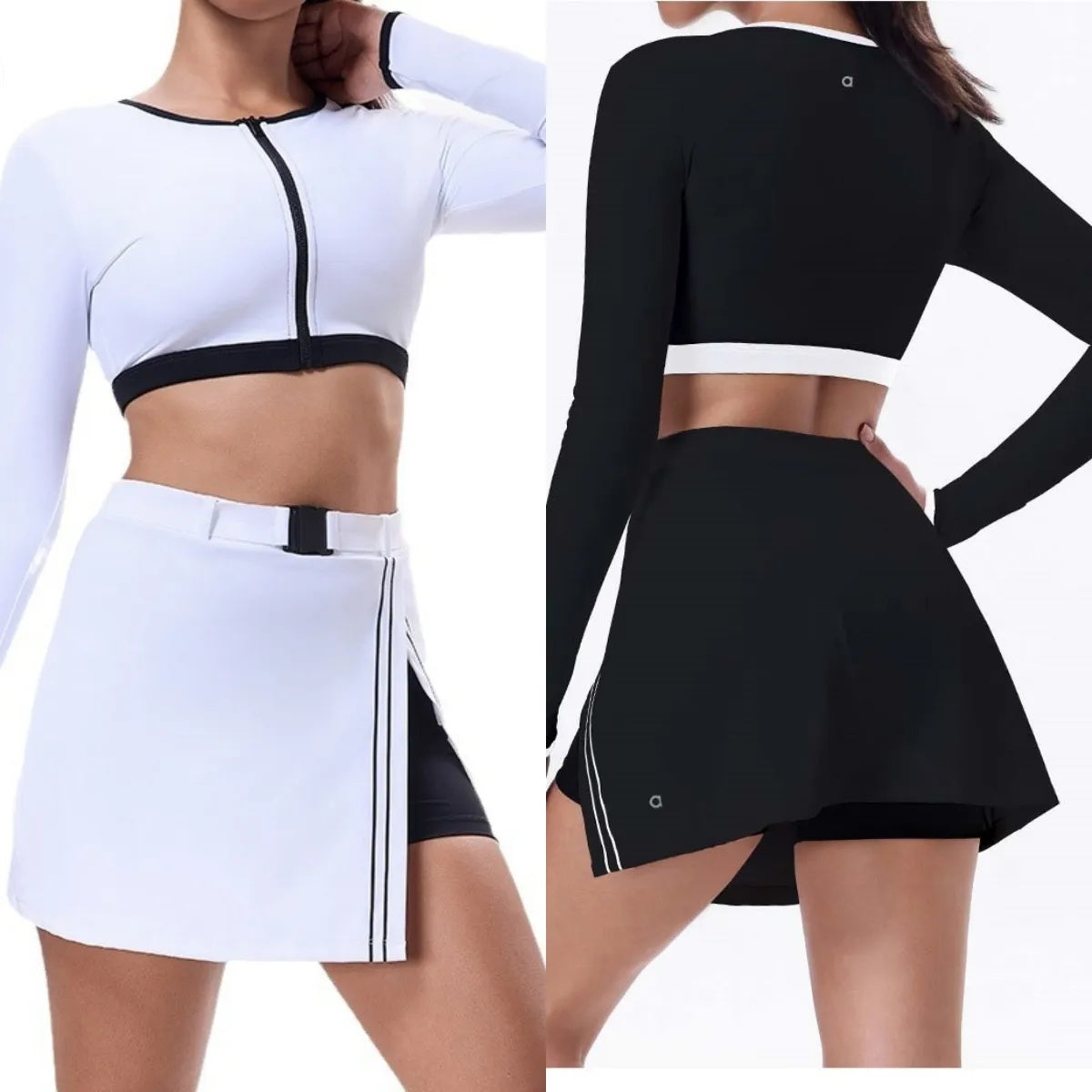 A481 Women Sports Shirts Skirts Set Summer Running Sports Set with Chest Pad Yoga Tennis Skirt Breathable Clothing