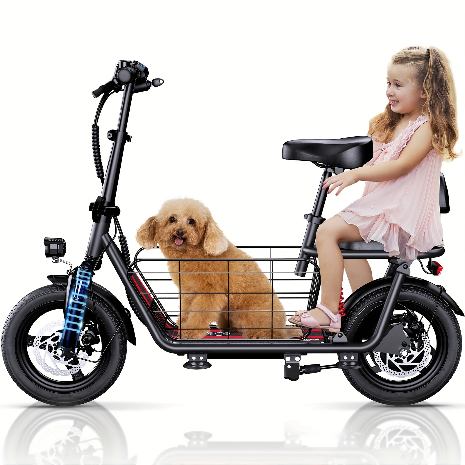 TEMU 750w Electric Scooter With Free Seat & Basket - 480wh Battery, Dual Suspension, 22mph, 25 Miles, Lcd Display, 330lbs (best For Commuting) Adult