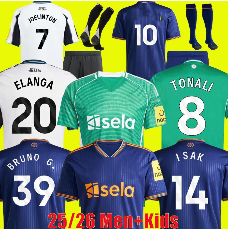 25 26 ELANGA TONALI Soccer Jerseys ISAK JOELINTON TRIPPIER GORDON SCHAR 2025 2026 Football Shirts BURN L.MILEY top Men Kids kit sets Pre-Match home