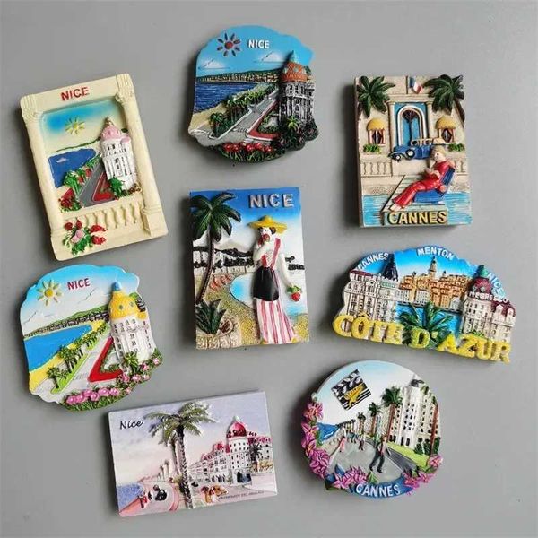Fridge Magnets France Tourist Souvenir Fridge Magnets Cannes Nice Blue Coast Kurt Azur Menton Resin Magnetic Refrigerator sticker ColletionL