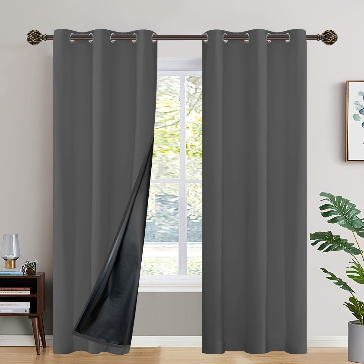D4 1pc Solid 100% Blackout Curtain with Grommets, Total Privacy Drapes for Bedroom, Beautiful Curtains for Living Room