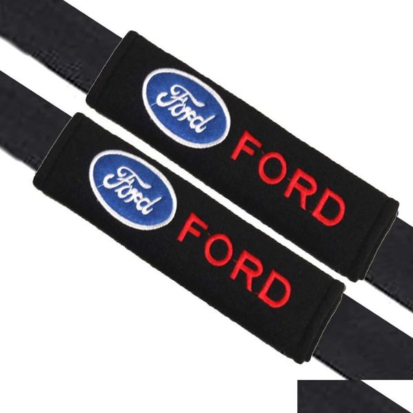 Safety Belts Accessories 2Pcs-Set Cotton Seat Belt Shoder Pads Ers Emblems For Ford Focus 2 3 Fiesta Kuga Mondeo Badges Accessories Dhimu