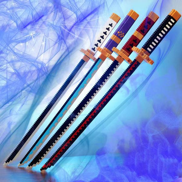 Sword Model Building Blocks Toys Particles In Series Cosplay Roronoa Zoro Simulation Katana Samurai Knife Bamboo Weapon Bricks Boys Toy Gift