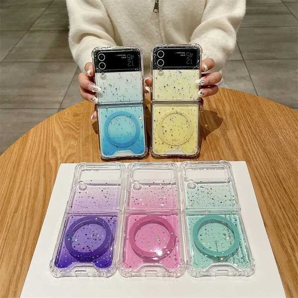 Candy Plain Glitter Magnetic Luxury Silicone Liquid Soft Phone Case Suitable for Z Flip 3 4 5 6 Suitable for Wireless Charging Cover M241209