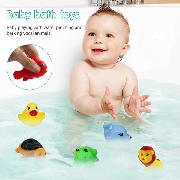 13pcs Baby Bath Toys Kids Cute Animals Pinching Toys Play Water Bathtub Funny Squeaky Vocal Animals Toy Bathroom Shower Z250108