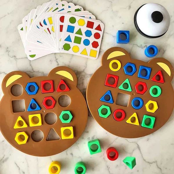 DIY Geometric Shape Color Matching Puzzle Montessori Educational Toys Board Games Interactive Battle Game Toys For Children Gift Y240801