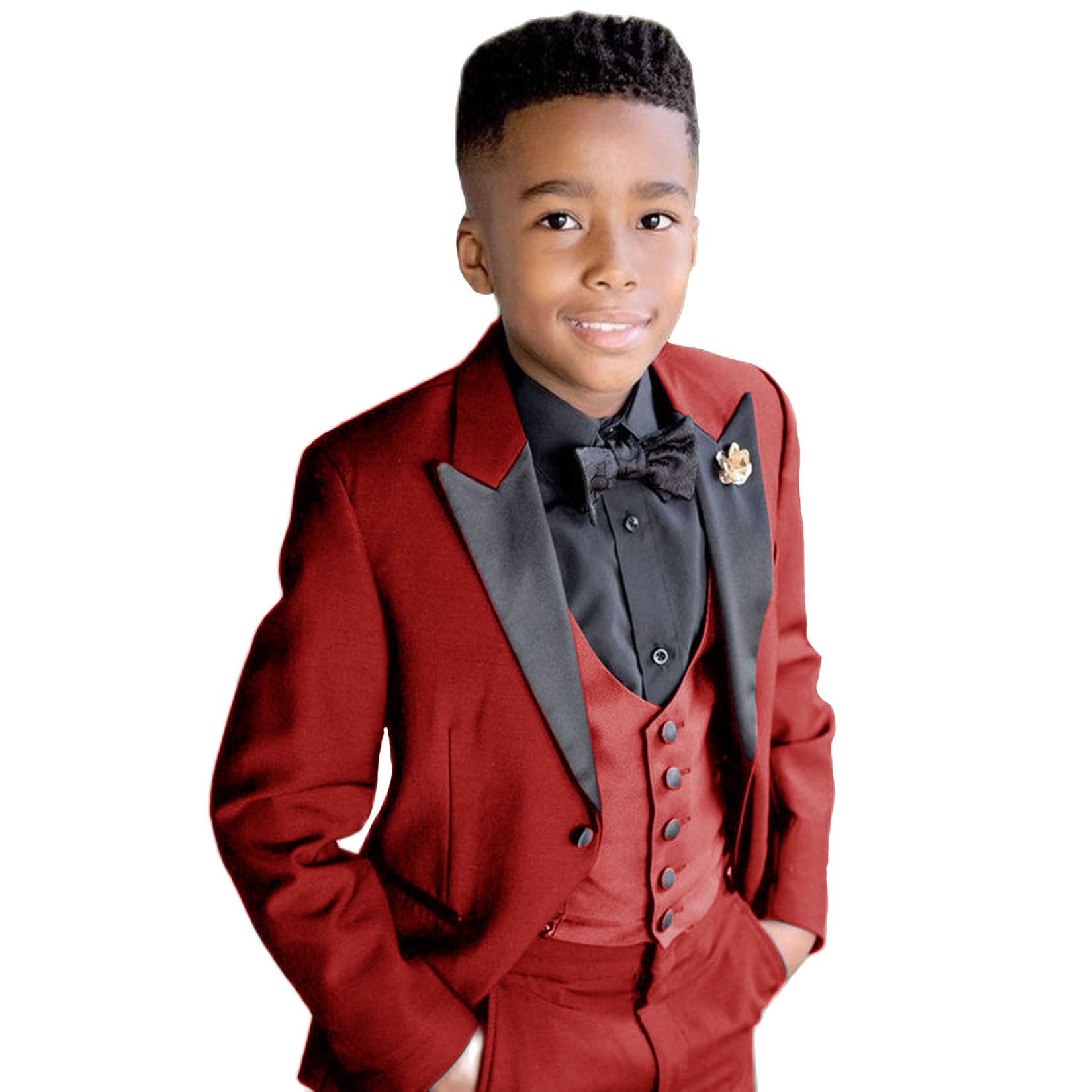 Boys Suit Wedding Jacket Pants Vest Three-piece Set Kids Shawl Collar Blazer 3-16 Years Old Custom Outfit