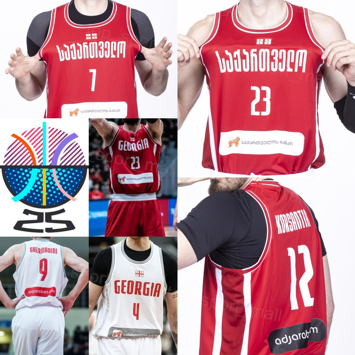 Print 25-26 EuroBasket Georgia Basketball Jerseys 23 Tornike Shengelia 44 Kamar Baldwin Duda Sanadze Beka Burjanadze Rati Andronikashvili Korsantia