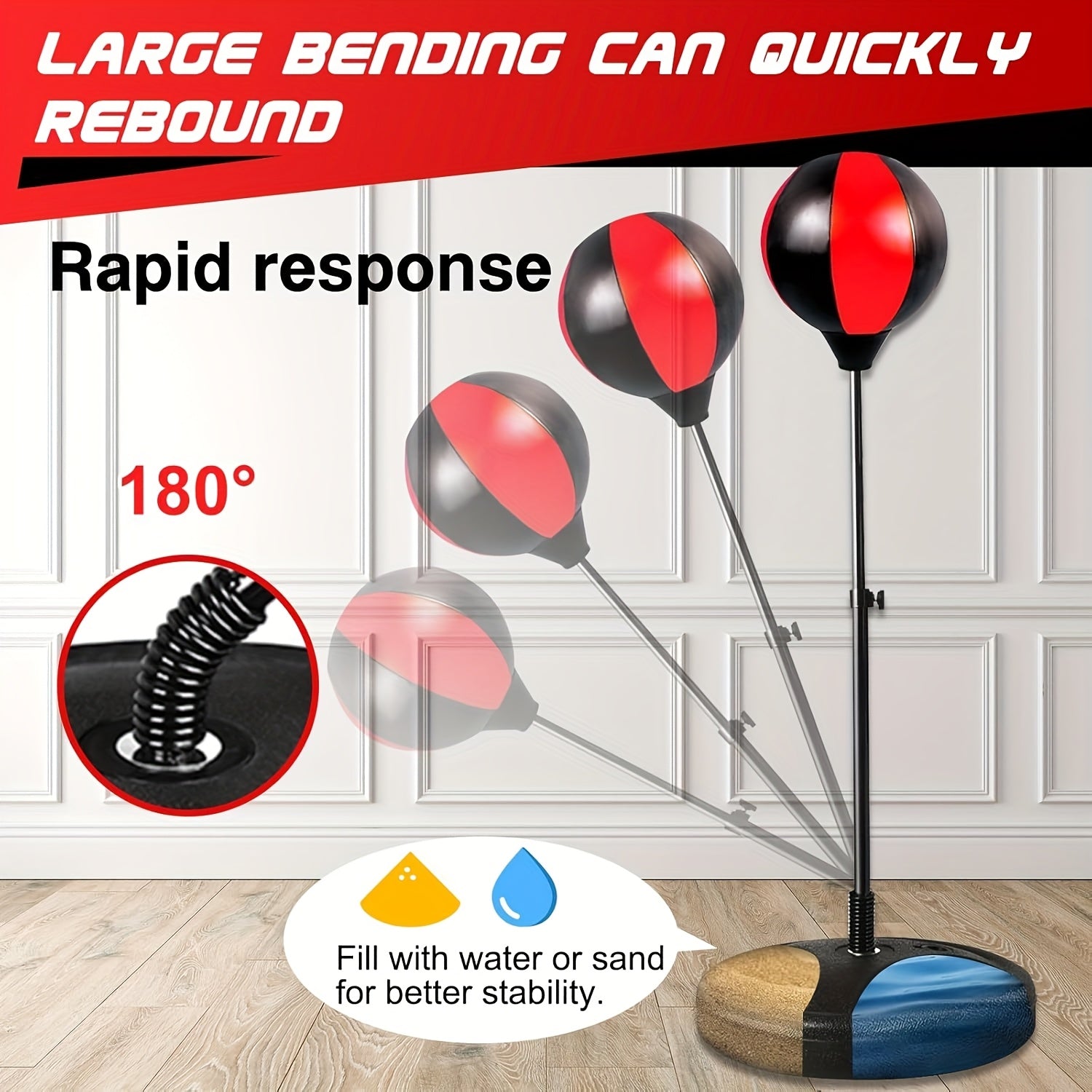 TEMU Boxing Punching Ball Set, Adjustable Height Punching Ball Bag Speed Boxing Sports Set Fighting Game With Gloves Strong Spring Withstands Tough