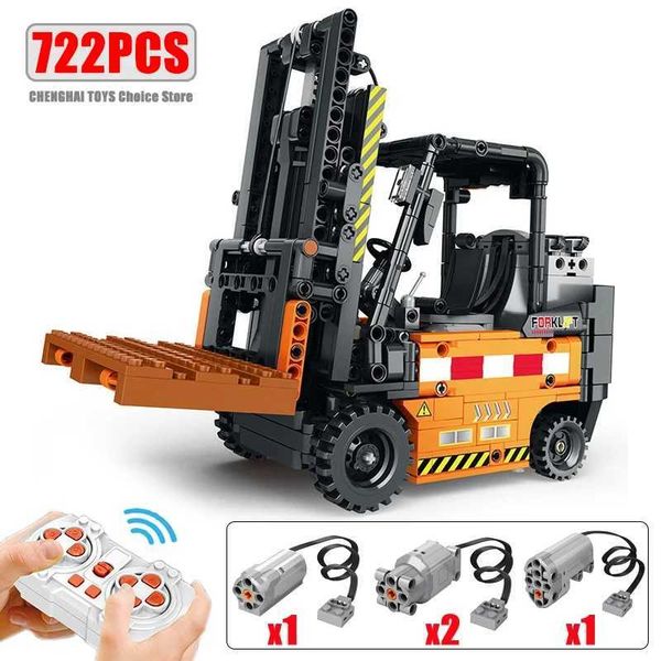 Blocks 722PCS Remote Control Forklift MOC Model Building Blocks Engineering Vehicle RC Car Assembly Technology Electronic Bricks ToysY241106