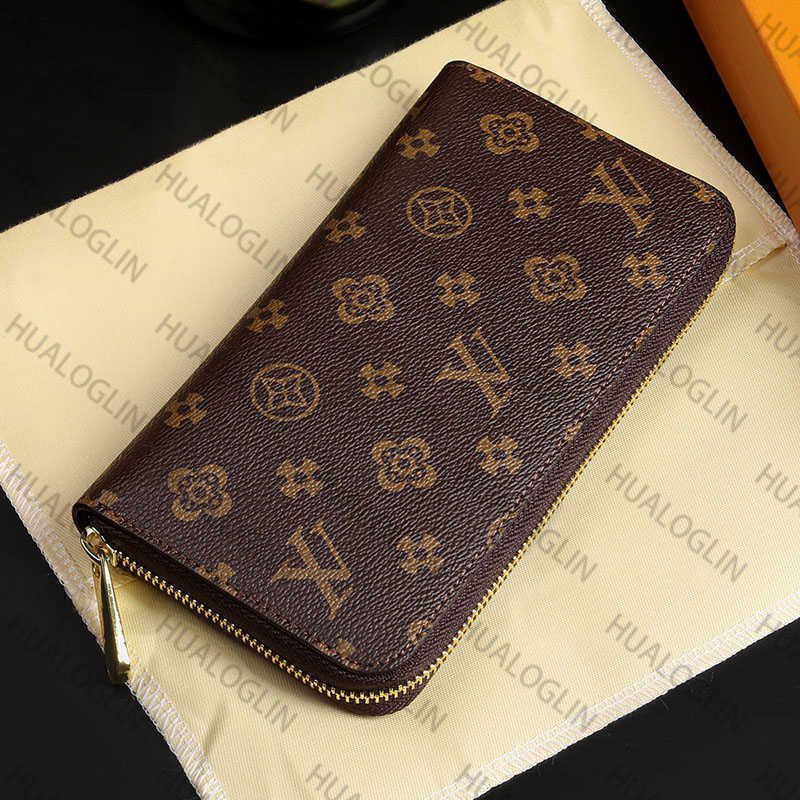 60017 single zipper wallet Women Genuine leather wallets Clutch long classical purse with orange box card Holders Bag Louiseity women Viutonity