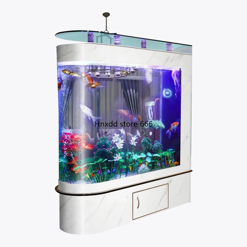Arc glass fish tank aquarium partition bottom filter fish tank
