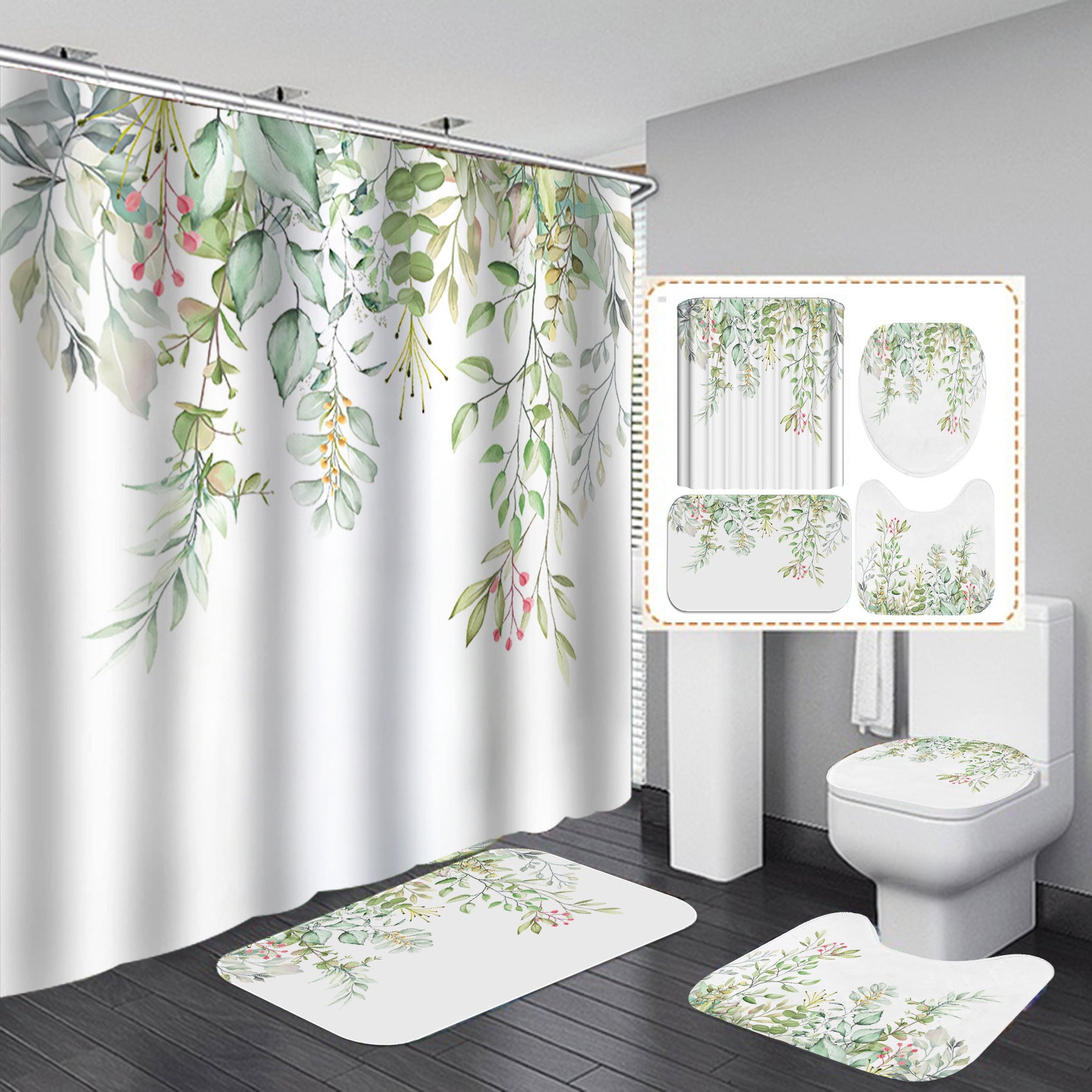YL-37468 bathroom toilet punch-free curtain waterproof anti-light roller blinds toilet toilet block curtain toilet three-piece set
