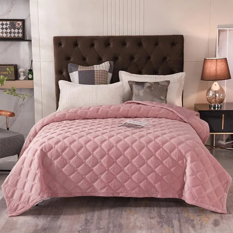 Solid Embroidered Bedspread Quilt Set 3pcs Quilted Bedding Cotton Quilts Bed Covers Pillowcase Blanket King Queen Size Coverlets 252033 JJJ3