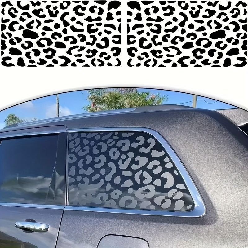 TEMU 2pcs Cartoon Leopard Print Car Window Stickers - Self-adhesive Vinyl Decals For Glass-metal-, Cute Irregular Shape Design For Cars, Trucks, Suvs