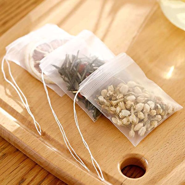 6X8-7X9-8X10cm Transparent Nylon For Loose Empty Tea Disposable Teabags With String Heal Seal Filter Herb Bags