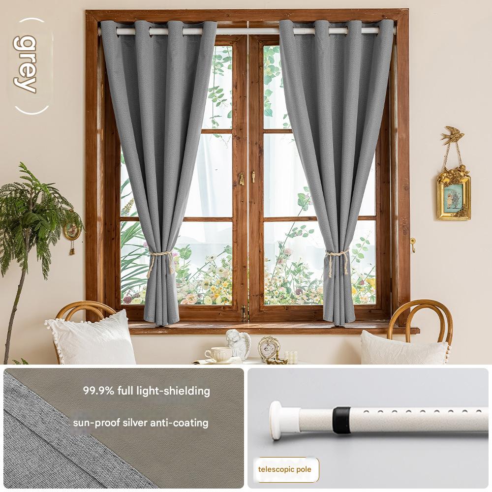 YL-34528 New full blackout heat insulation sunshade curtains, no punching required, simple installation, rental room blackout curtains, small curtai
