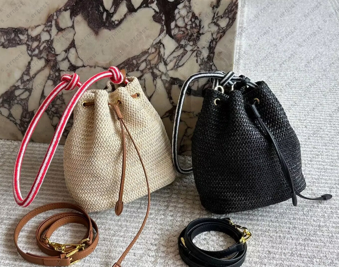 Woven Straw Bag Ladies Bucket Crossbody Bag Summer Beach BagDesigner Travel Shoulder Bags Small Handbag For Women
