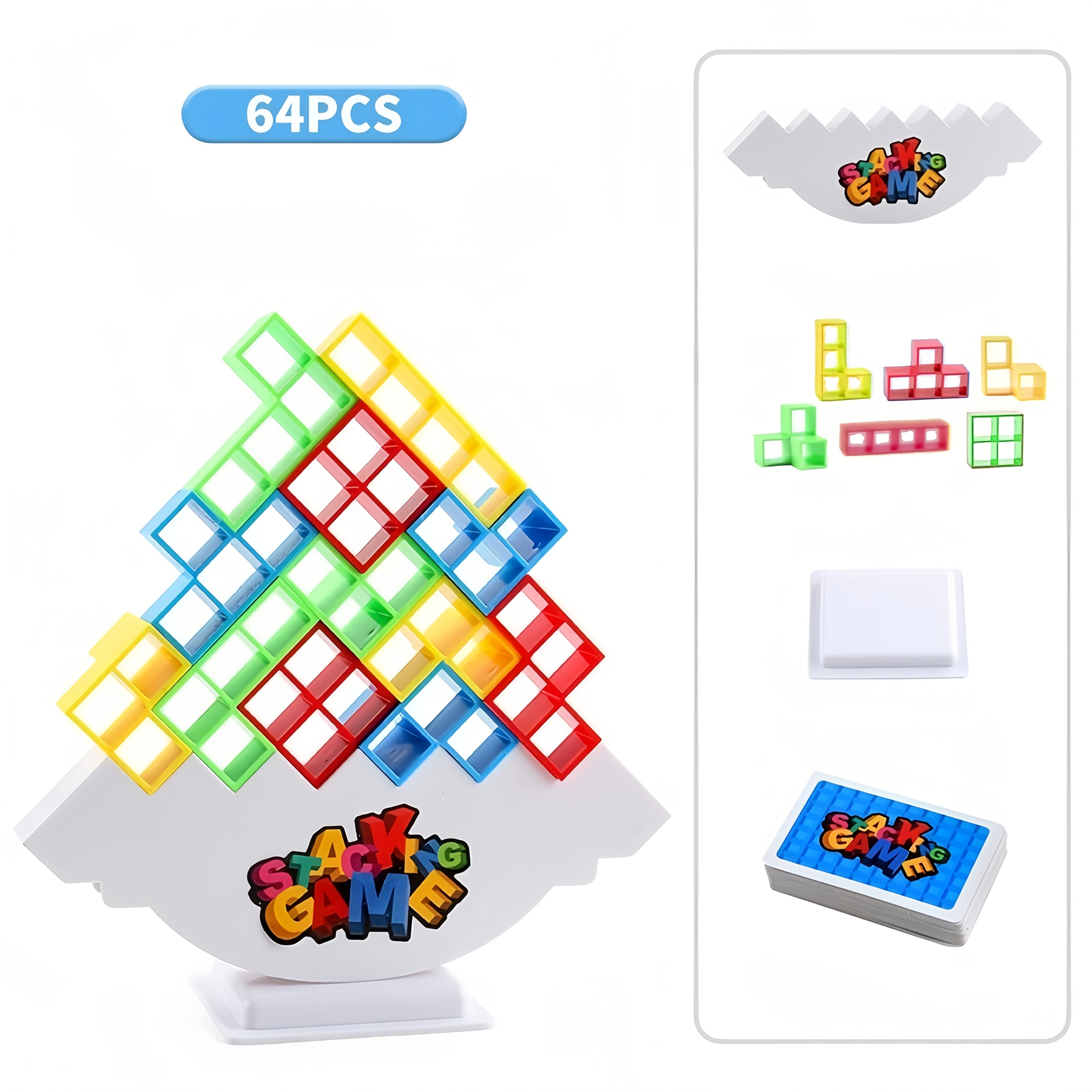 TEMU 68-64-48-32-16-10pcs Fun Balance Stacking Block Game, Party Tabletop Toy, Suitable For Kids, Adults, , Game Parties, Day Gift, Perfect Birthday