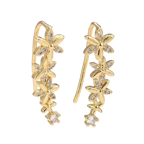 Boucles d'oreilles pendantes fleur zircone cubique