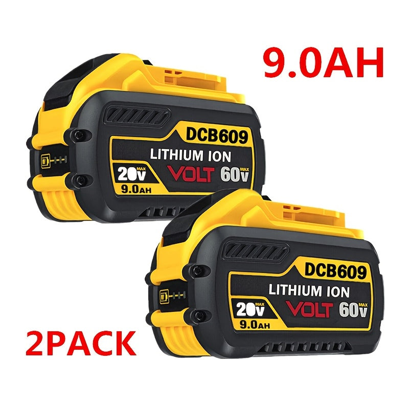 TEMU 2 Packs Replace For Dcb606 Dcb609 20v-60v Max 9.0ah Battery Compatible With 20v-60v Power Tools