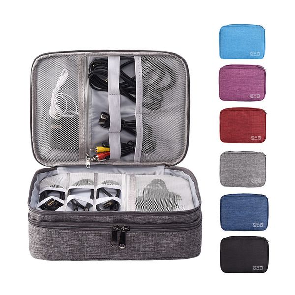Electronic Bag Travel Cable Accessories Bag Waterproof Double Layer Electronics Organizer Portable Storage Case for Cable, Charger, Adapter,