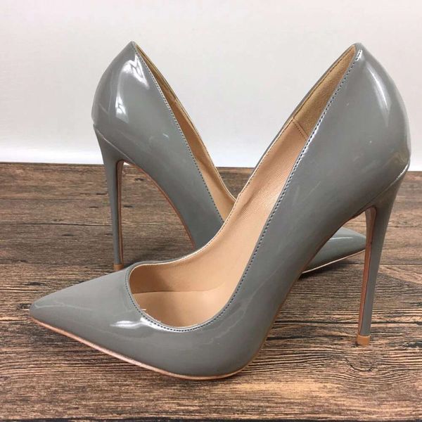 New Women&#039;s Gray PU Shoes Brand Ms. 10Cm12cm High Heels