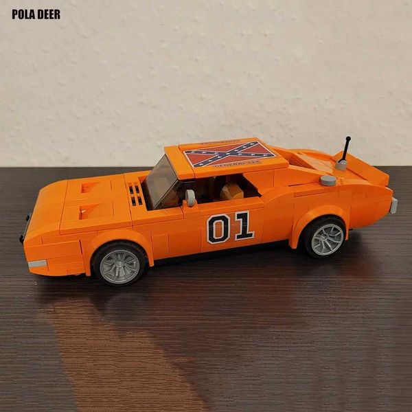 Poladeer 330pcs MOC General Lee Dodge Charger Retro Assembled Childrens Toy Bus Small Particles Puzzle Blocks Model Present Z250211
