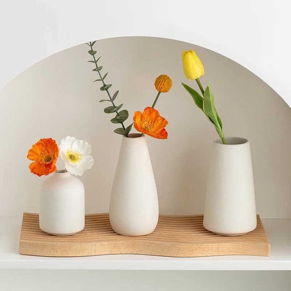 Vases Simple Brief Style Ceramic Vase Dining Table Wedding Decorations Nordic Home Living Room Decorations Vase z241212